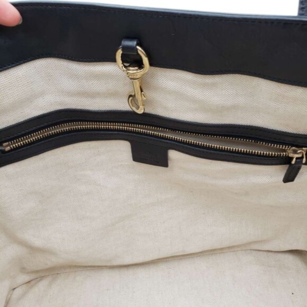 Authentic Gucci Micro GG Guccissima Patent Leather Tote Bag Black Shoulder Bag - Picture 14 of 16
